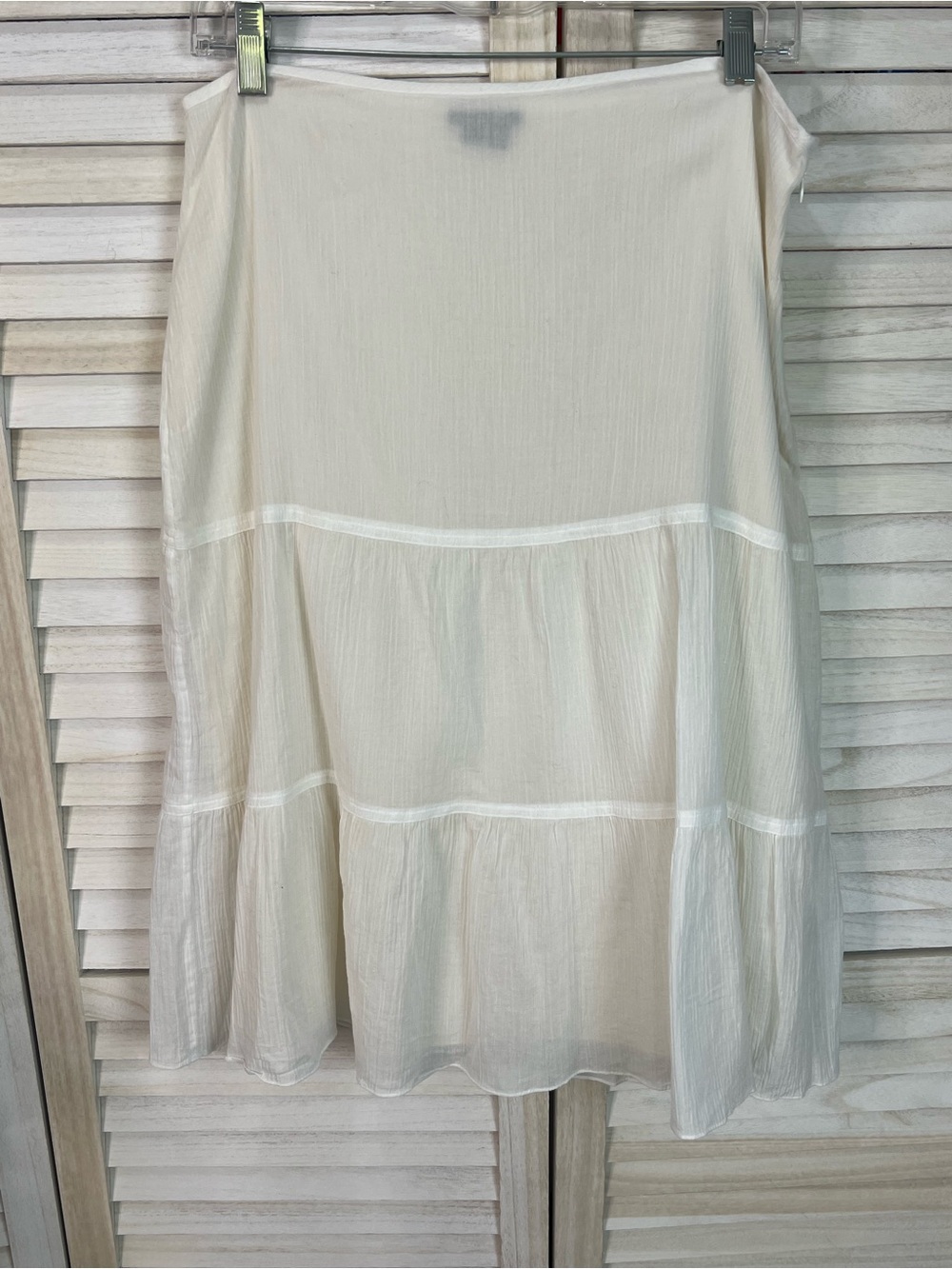 Theory Tiered A-Line Skirt Ivory Cotton Silk Lined Whimsical Size 10